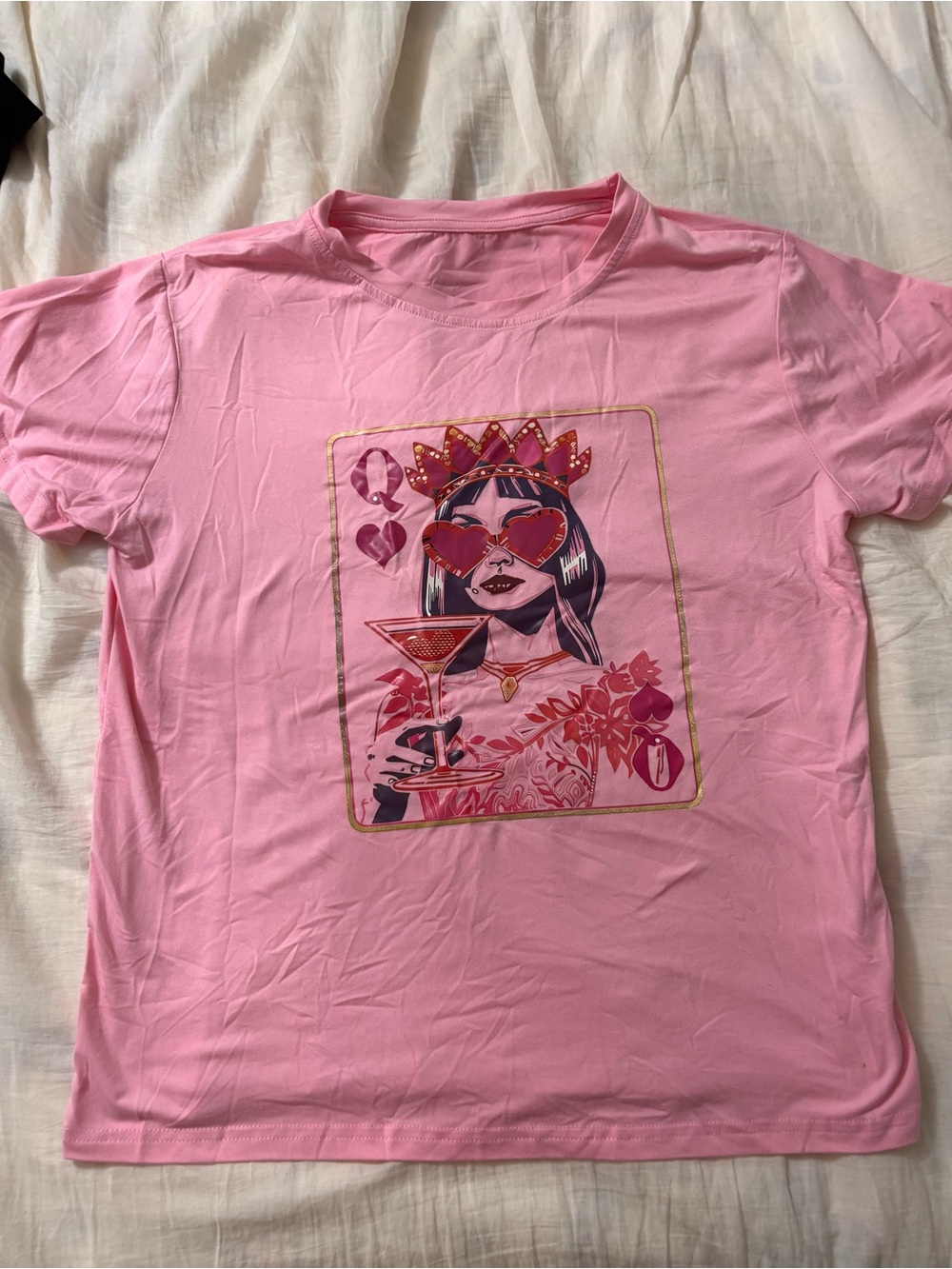 Women’s Pink Graphic Queen Tee - Short Sleeve Casual Top